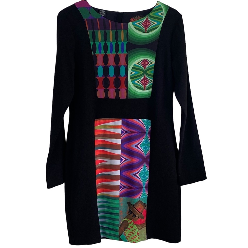 DESIGUAL - NWT BLACK EVANON DRESS SZ 8  - STYLE 37V2070 CREPE-LIKE FEEL - B21